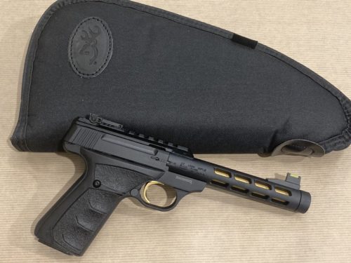 pistolet Browning Buckmark Vision Black Gold fileté calibre 22 lr.