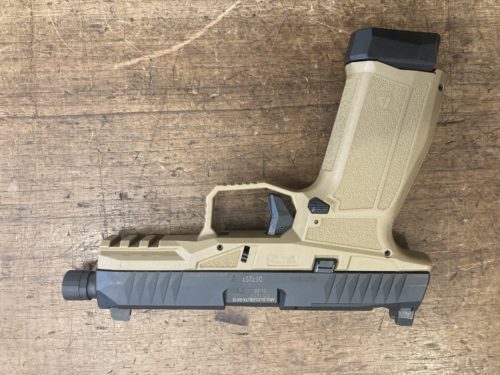 pistolet AREX Delta X Tactical calibre 9 para version Optic ready finition Tan