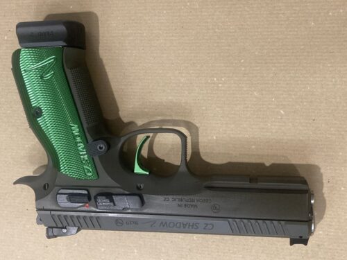 pistolet CZ SHADOW 2 cerakote OD Green détente SA verte + canon Bushing